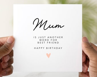 Mum Another Word For Best Friend - Mum Birthday Card - Birthday Card For Mum - Meaningful Verse Card - Mum Greeting Card For Birthday