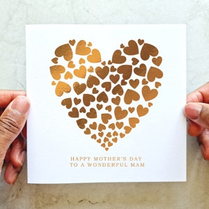 Mam Heart Mothers Day Card - Mam Card - Card For Mam - Best Mam - Mam Mother's Day Card - Special Mam Card- Rose Gold foil Card