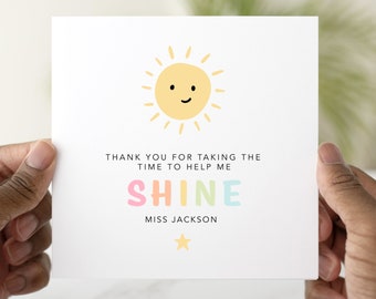 Personalised Teacher Thank You Card - Sunshine - End Of School 2024 - Teacher Card - Card For Teacher