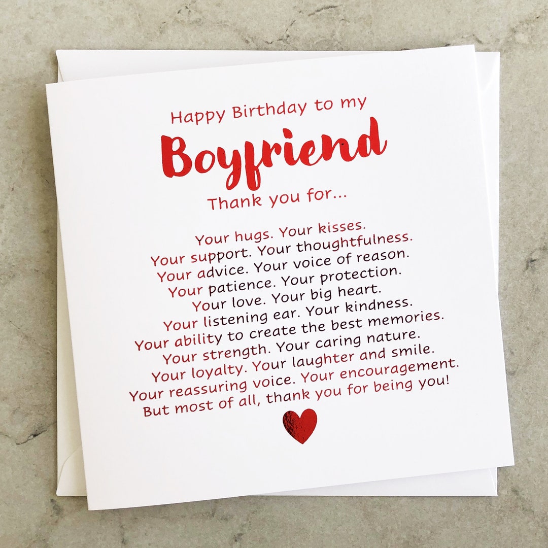Boyfriend Birthday Card Romantic Birthday Card Birthday - Etsy