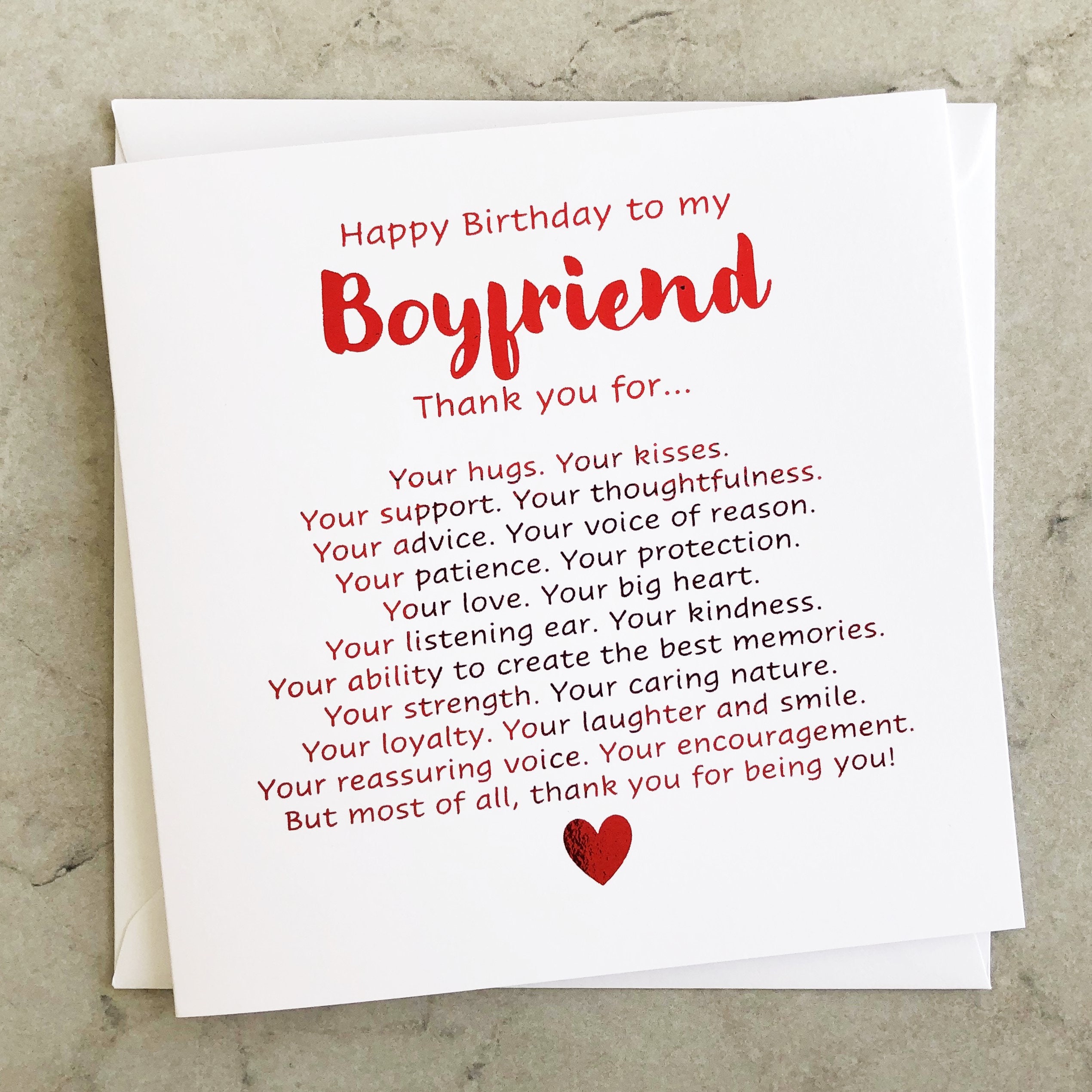 Personalised Boyfriend Birthday Card Poem Card Romantic Birthday Card ...