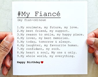 Carte d'anniversaire de définition de fiancé - carte romantique pour fiancé - carte d'anniversaire pour lui - carte imprimée pour fiancé - carte spéciale de poème de fiancé
