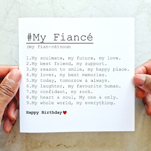 Fiance Definition Birthday Card - Romantic Card For Fiancé - Birthday Card For Him - Printed Card For Fiance - Special Fiance Poem Card