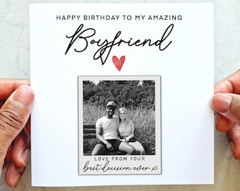 Photo Boyfriend Birthday Card - Add Your Own Photos Card - Birthday Photo Card - Romantic Boyfriend Card - Card For Boyfriend