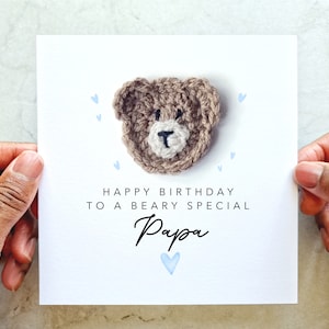 Papa Birthday Card - Handmade Crochet Bear - Birthday Card For Papa - Papa Bear Birthday Card - Gift For Papa - Papa Card - Papa Keepsake