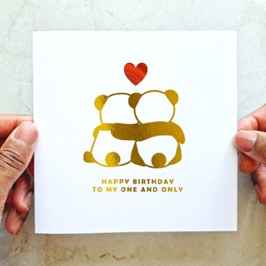 Bear Romantic Birthday Card, Girlfriend Birthday Card, Boyfriend Birthday Card, Birthday Card For Husband Or Wife, "To My One And Only"