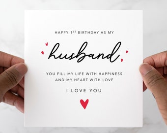 First Birthday As My Husband Birthday Card - Birthday Card For Husband - Special Husband Card - Romantic Greeting Card For Husband