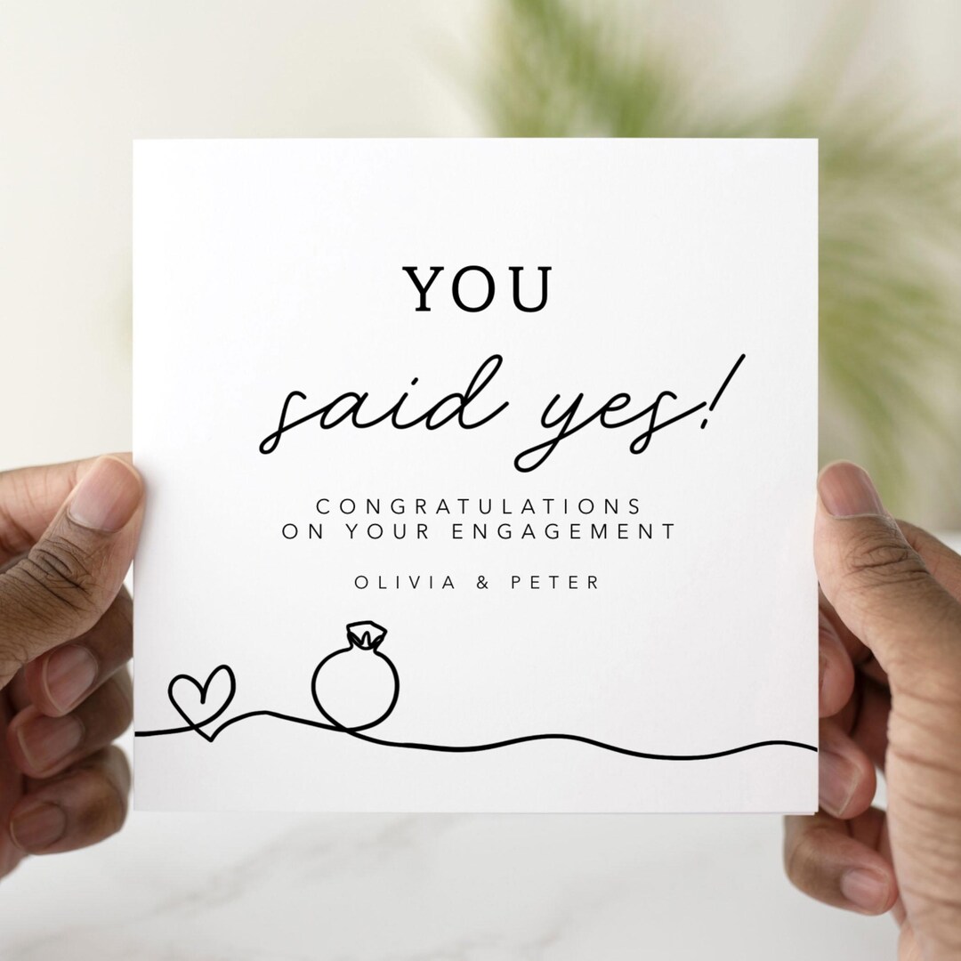 Personalised Engagement Card, You Said Yes, Congratulations Engagement ...