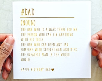 Definition Dad Birthday Card - Birthday Card For Dad - Birthday Card Dad - Card For Dad’s Birthday - Gold Foil Card