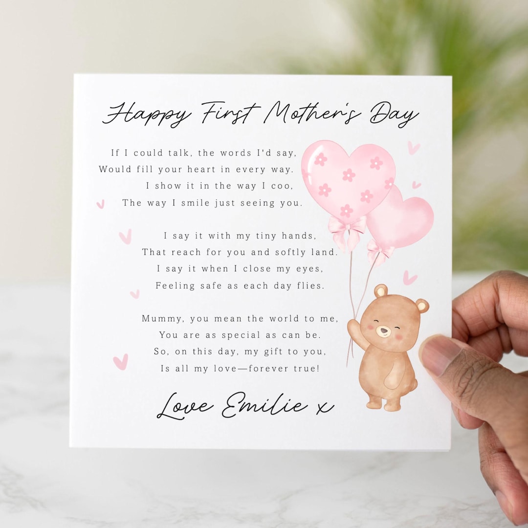 Personalised 1st Mothers Day Card - Poem First Mother's Day Card for ...