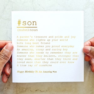 Son Birthday Card - Birthday Son Card - Birthday Card For Son - Birthday Card For Him - Best Son - Gold foil Card