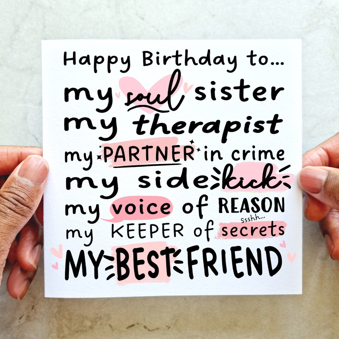 Bestie Birthday Card Birthday Card for Best Friend Birthday Card for ...
