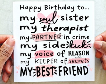 Bestie Birthday Card - Birthday Card For Best Friend - Birthday Card For Friend - Best Friend Card - Bestie Birthday Card - Printed Card