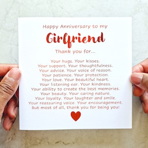 Poem Girlfriend Anniversary Card - Romantic Anniversary Card For Girlfriend - Anniversary Card For Girlfriend - Anniversary Red Foil