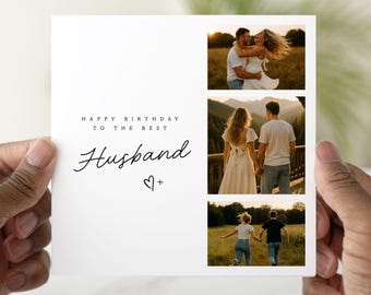 Personalised Husband Birthday Card, Custom Add A Photo Card, Birthday Card For Husband, Husband Birthday Gift