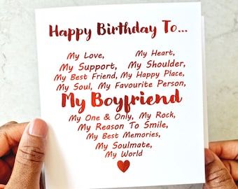 Verse Boyfriend Birthday Card - Romantic Birthday Card - Birthday Card For Boyfriend - Red Foil Boyfriend Birthday Card - My World