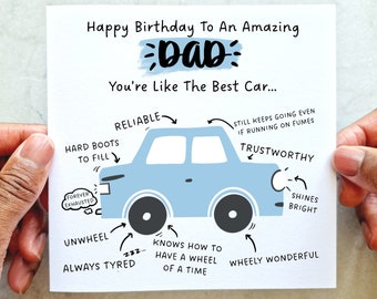 Car Dad Birthday Card  - Birthday Card For Dad - Special Birthday Card - Printed Card For Dad - Dad Birthday Card - Funny Dad Printed Card