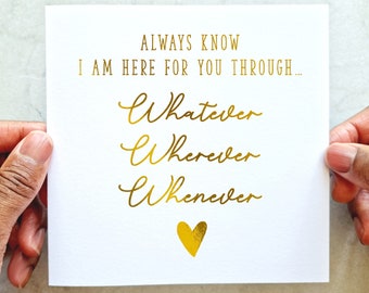 Here For You Sympathy Card - Thinking Of You Card - Sending A Hug Card - Bereavement - Condolences - Pick Me Up Card - Gold Foil Card