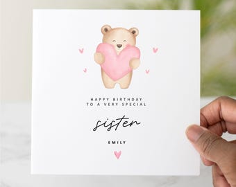 Carte d'anniversaire personnalisée pour soeur - carte d'anniversaire pour soeur - carte pour soeur - carte pour l'anniversaire d'une soeur - cadeau d'anniversaire pour soeur
