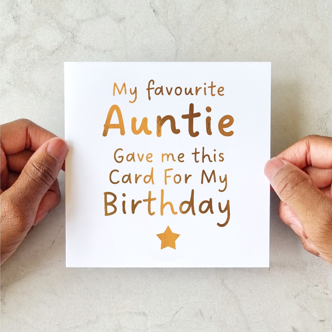 Funny Birthday Card From My Favourite Auntie - Birthday Card for Nephew or Niece - Birthday Card From Auntie - Rose Gold Foil - Etsy for Free Printable Birthday Cards For Aunt