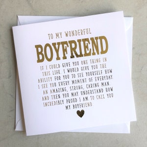 Boyfriend Birthday Card - Boyfriend Card - Birthday Card For Boyfriend - Birthday Card For Him - Gold foil  - Boyfriend Birthday Poem Card