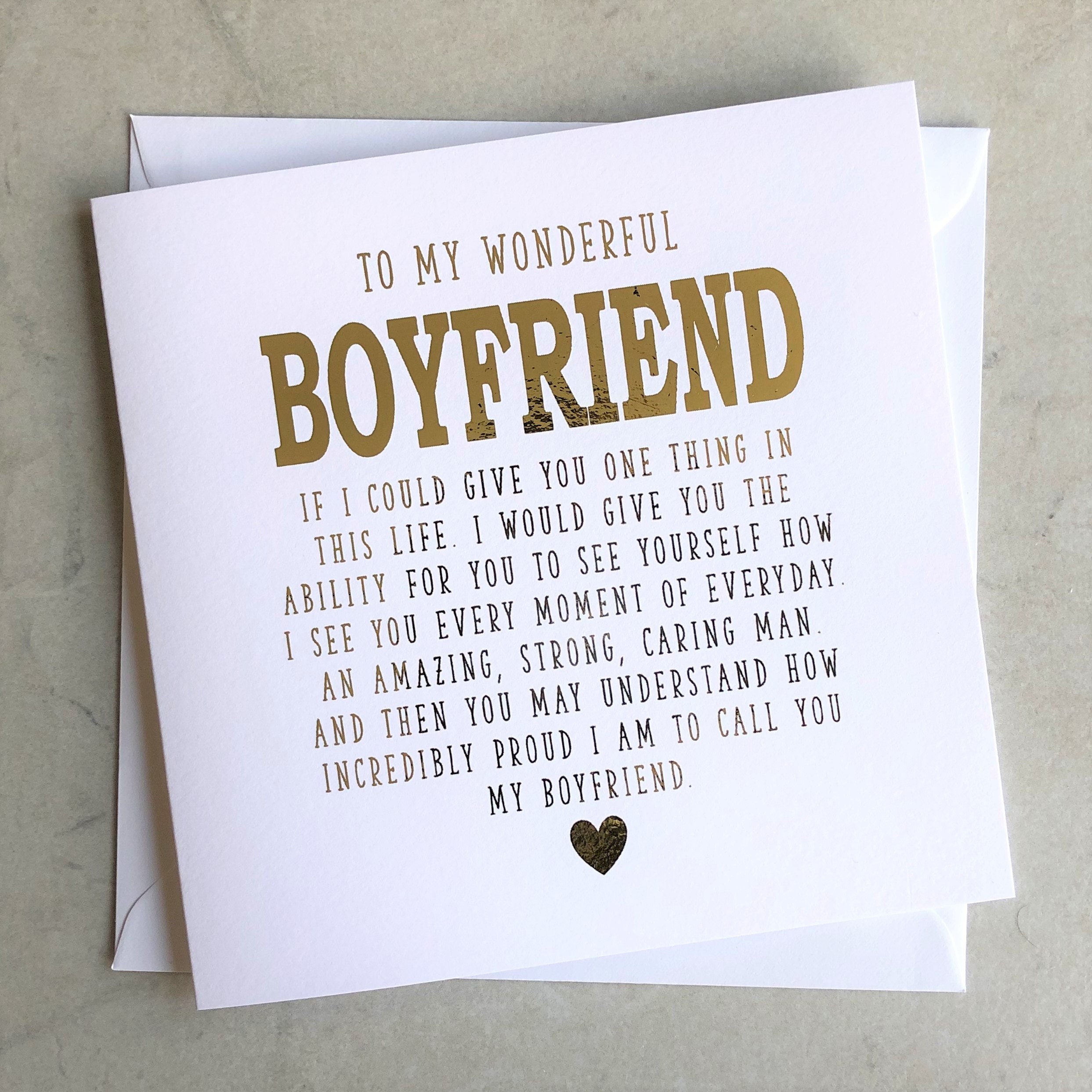 Boyfriend Birthday Card Boyfriend Card Birthday Card for Boyfriend Birthday  Card for Him Gold Foil Boyfriend Birthday Poem Card 