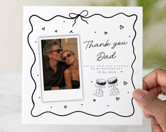 Thank You Dad Wedding Card from Bride, Personalised Photo Wedding Thank You Card, Emotional Father of the Bride Card, Custom Dad Wedding Day