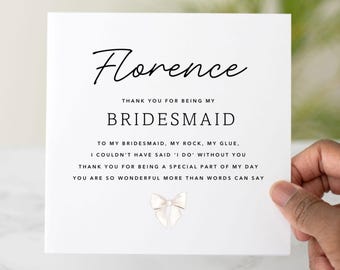 Personalised Thank You Bridesmaid Card, Thank You Card For Bridesmaid, Thank you For being My Bridesmaid, Wedding Cards
