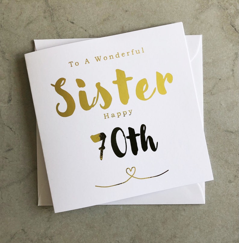 Sister 70th Birthday Card 70th Birthday Card for Sister Etsy