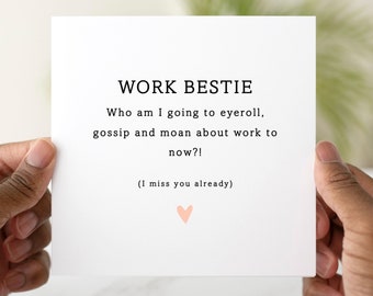 Work Bestie Card - Leaving Card For Work Bestie - Leaving Card - Colleague Card - New Job Good Luck - Co-worker - Congratulations Funny Card