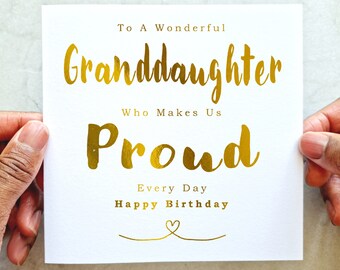 Granddaughter Birthday Card - Birthday Card Granddaughter - Birthday Card For Granddaughter - Birthday Card For Her - Gold Foil Card