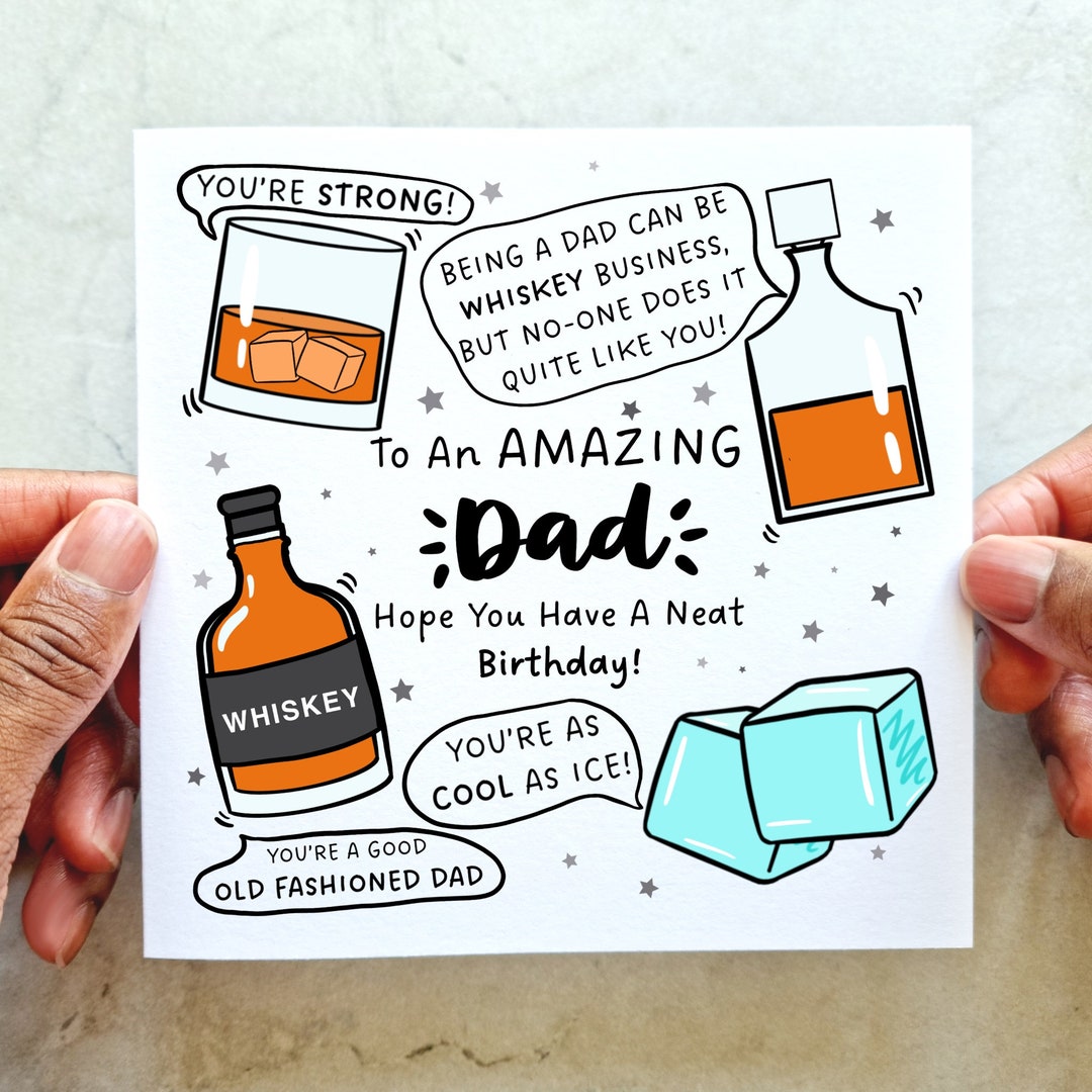 Whiskey Jokes Dad Birthday Card - Pun Birthday Card for Dad - Funny ...