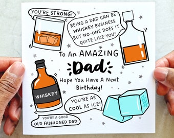 Whiskey Jokes Dad Birthday Card - Pun Birthday Card For Dad - Funny Birthday Dad Card - Dad Jokes Whiskey Puns - Printed Card - Dad Card