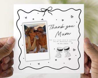 Personalised Thank You Mum Wedding Card, Photo Thank You Mum Card from Bride, Mother of the Bride Thank You Card, Wedding Day Thank You Card