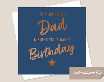 Dad Birthday Bronze Foil Card - Dad Card - Card For Dad - Card For Him - Birthday Card For Dad - Special Dad Card - Dad Birthday Card