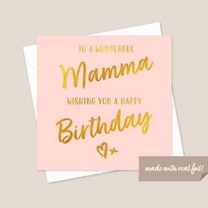 Mamma Birthday Card - Mamma Card - Card For Mamma - Card For Her - Best Mamma - Birthday Card For Mamma - Gold foil Card