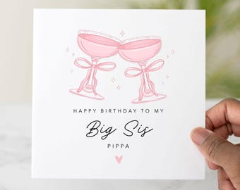 Personalised Big Sister Birthday Card, Birthday Card For Big Sis, Card For Big Sister, Sister Birthday Gift