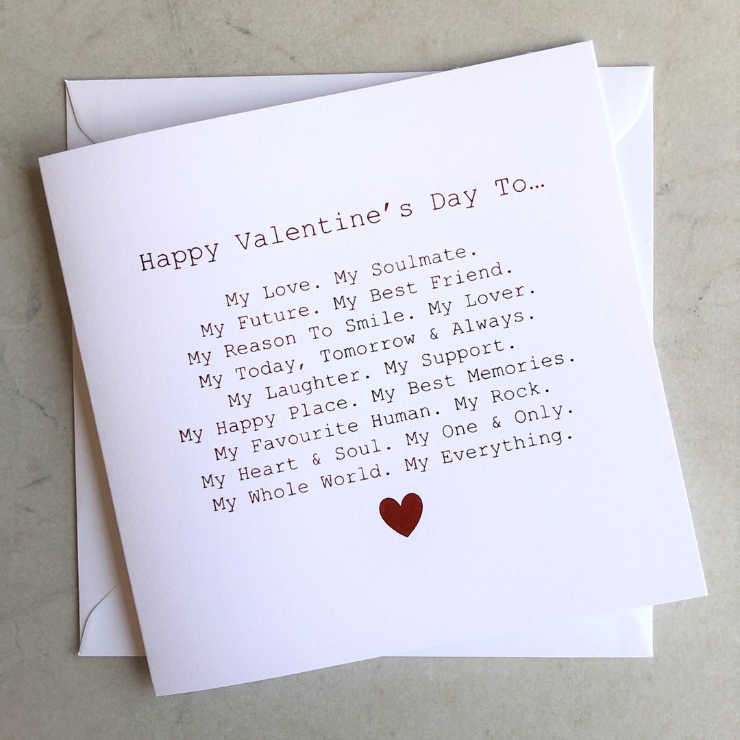 My Everything Valentines Card - Poem Valentine's Card for Partner ...
