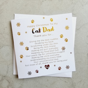 My Cat Dad Christmas Poem Card - Dad Christmas Card From The Cat - Dad Christmas Card From Cat - Cat Dad Christmas Card - Gold Foil Card