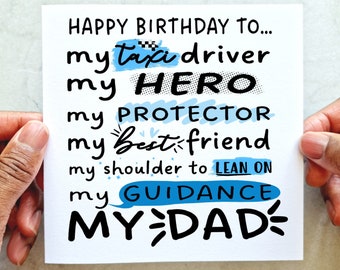 My Dad Birthday Card - Card For Him - Birthday Card For Dad - Dad Card - Poem Birthday Card - Printed Card - compliments For Dad