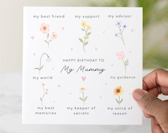 My Mummy Birthday Card - Birthday Card For Mummy - Birthday Card Mummy - Mummy Card - Flower Design