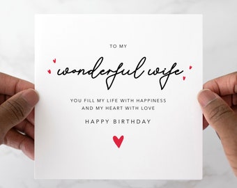 Special Poem Wife Birthday Card - Birthday Card For Wife - Special Wife Card - Wife Greeting Card For Birthday - Customisable  Card