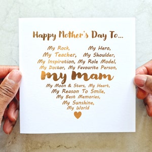 Mam Mothers Day Card - Mam Card - Card For Mam - Card For Her - Best Mam - Mam Mother's Day Card - Special Mam Card- Rose Gold foil Card