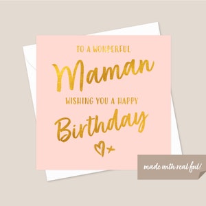 Maman Birthday Card - Maman Card - Card For Maman - Card For Her - Best Maman - Birthday Card For Maman - Gold foil Card