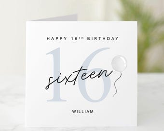 Personalised 16th Birthday Card , 16th Birthday Card For Son, Nephew, Brother, Friend - 16th Birthday Card For Him