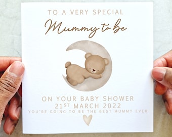 Personalised Mummy To Be Baby Shower Printed Card - Baby Shower Card - Pregnancy Congratulations Card- New Baby Card - Baby Shower Bear Card
