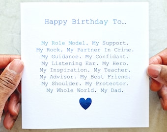 Dad Birthday Card - Birthday Card For Dad - Birthday Card For Him - Poem Dad Card - Card For Dad's Birthday - Blue Foil Card