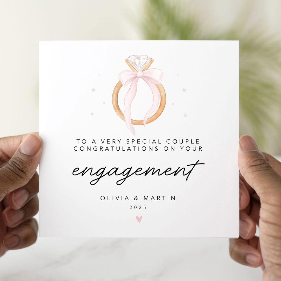 Personalised Engagement Card for Couple, Congratulations Card, Newly