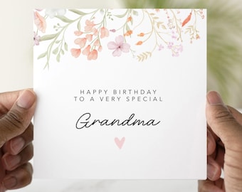 Personalised Birthday Card For Grandma, Nana, Granny, Nanny - Birthday Card Granny - Cute Floral Design