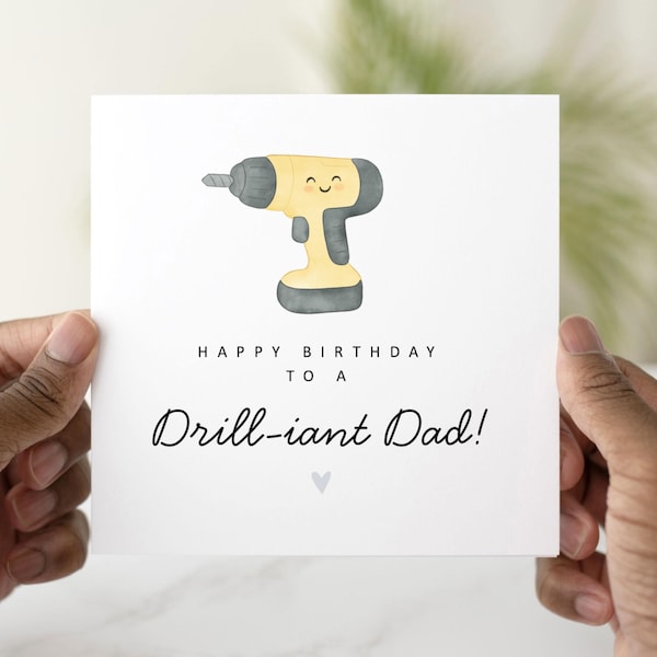 Drill Pun Dad Birthday Card - Birthday Card For Dad - Dad Greeting Card For Birthday - Funny Pun Dad Card - Dad Birthday Gift
